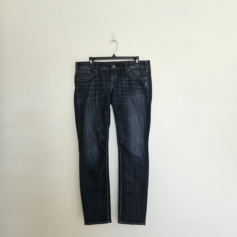 Silver Skinny Denim Jeans - Deep Indigo